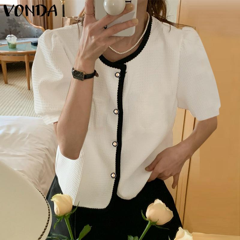 

VONDA Летние женские цветные топы с пышными рукавами