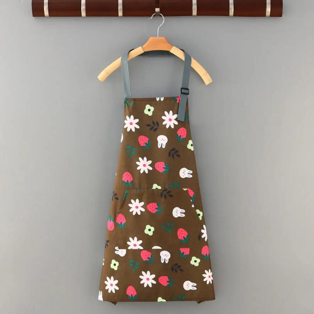 Cute Flower Kitchen Household Oil-Proof Cooking Apron For Women Children Kitchen Men Waterproof Adult Coffee Baking Accessories