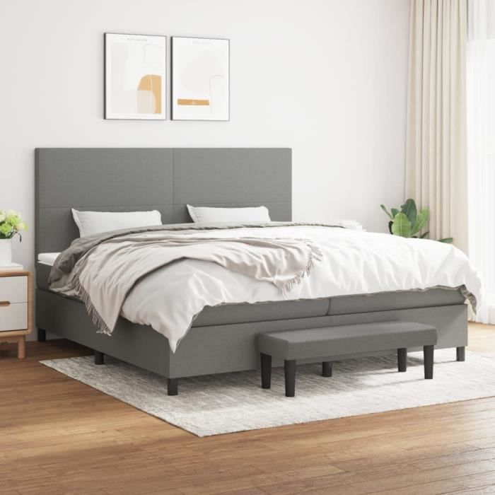 3136462 vidaXL Divan Bed with Mattress Dark Grey 200x200cm Fabric