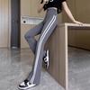 High Waist Flare Yoga Pants with Side Stripe for Women - Plus Size, Autumn/Winter Wear