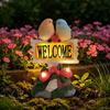 Warm Light Garden Welcome Sign Solar Powered Solar Resin Craft Bird Figurine  Patio Landscape