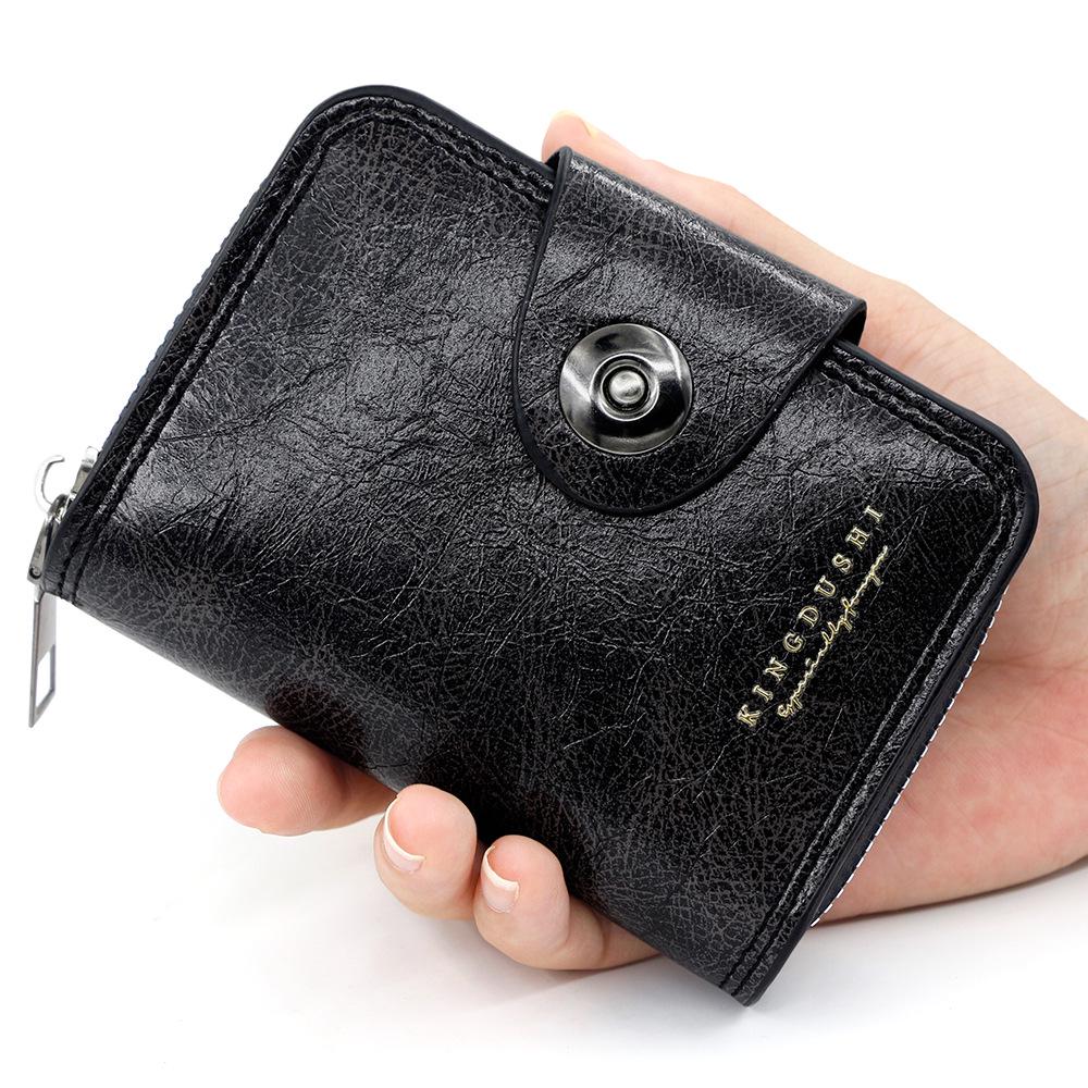 Herren Retro Leder Kartenhalter mit Magnetverschluss - Akkordeon-Design mit großer Kapazität für Karten, Ausweis und Münzen