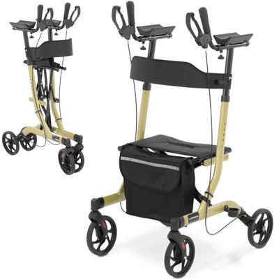 Andador plegable de cuatro ruedas para personas mayores con asiento y bolsa hasta 136 kg