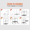 Kitchen Utility Cart, 3 Tiers, Wire Rolling Cart with 470LBS Capacity, Steel Service Cart On Wheels, Metal Storage Trolley with 76mm Basket Curved