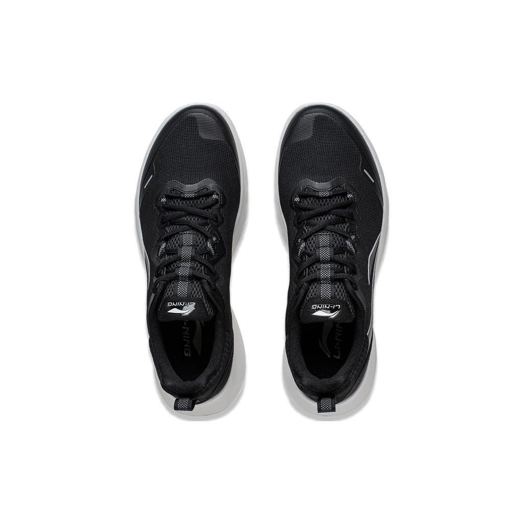 Li Ning Feather Abrasion Resistant Slip Resistant Low Top Running Shoes Men's Black White ARST065-3