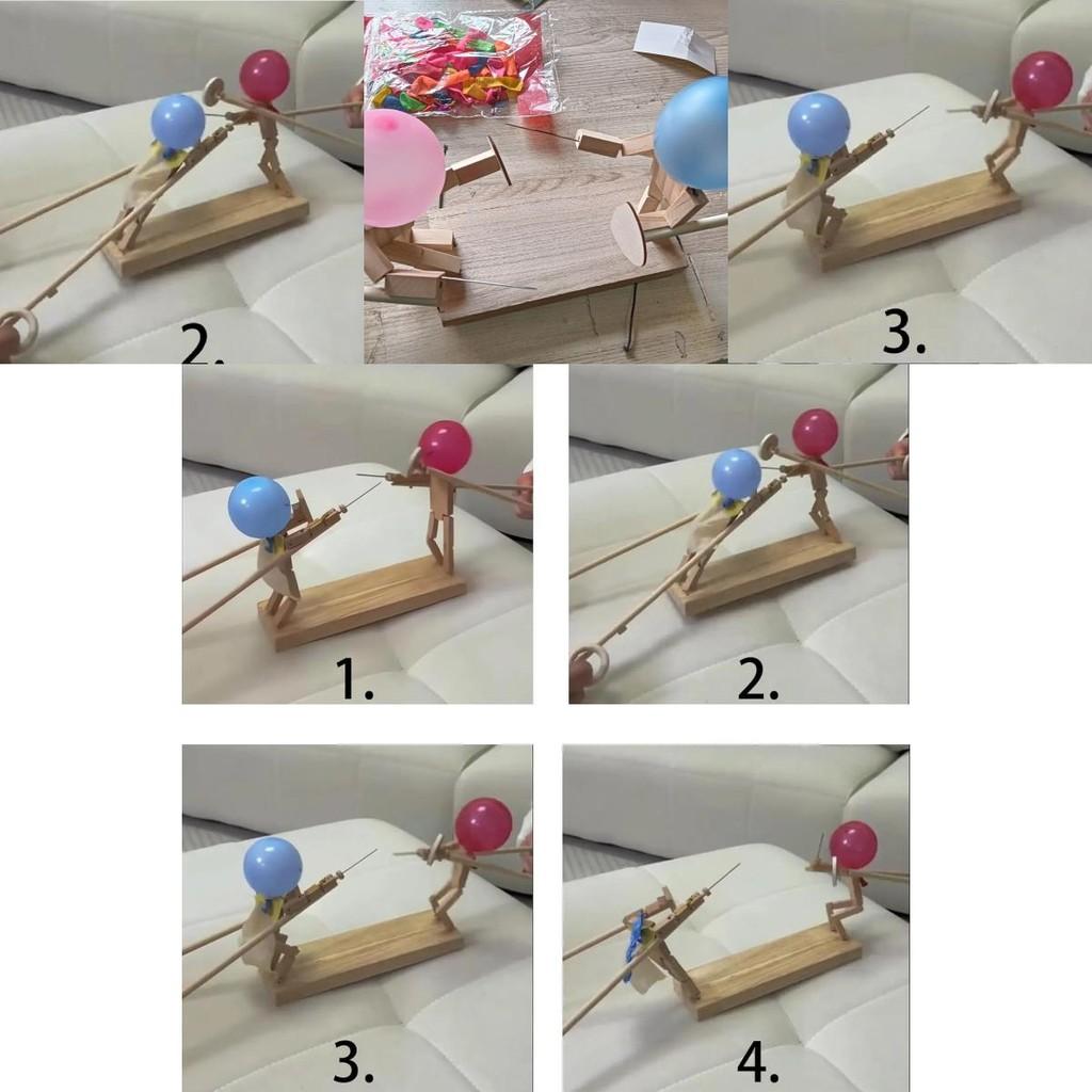 Charming Handmade Wooden Fencing Puppets With 400 Balloons Perfect For Imaginative Play