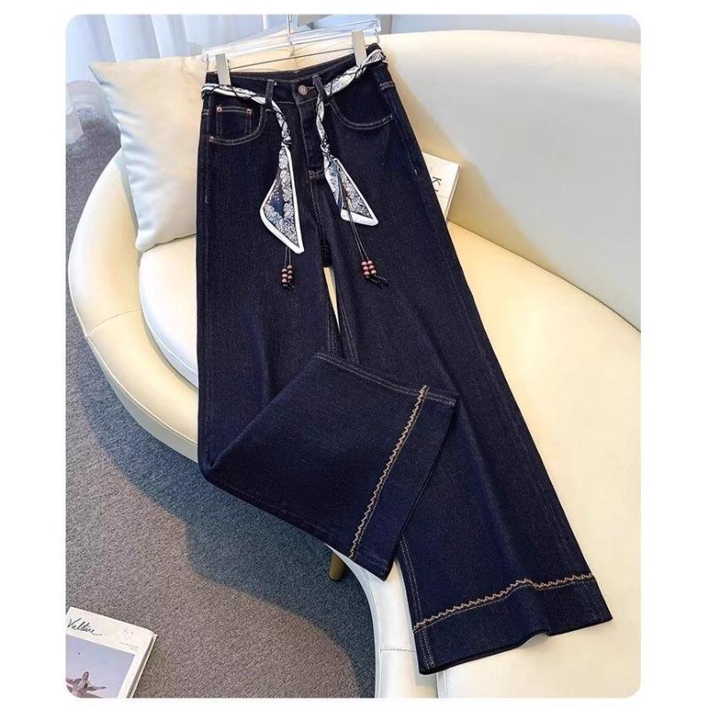 Wide Leg Fleece Thickened Jeans Women's Wear Pear Shape Winter Loose Fashion Lazy Straight