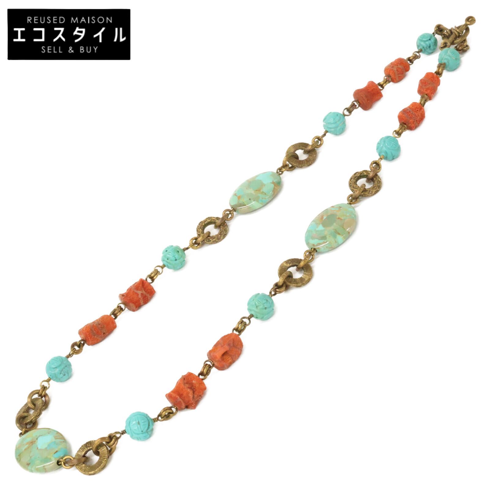 

STEPHEN DWECK Turquoise/Coral Chain Necklace Gold/Red/BlueUsed