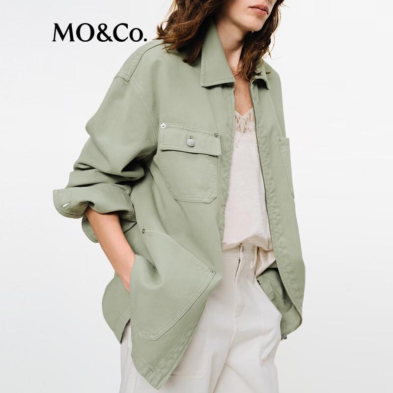 MO&Co. Solid Cotton Loose Fit Jacket
