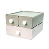 Livinbox Desktop Storage Stylish Compact Storage for and Skincare Products and Box, Two-Tier (Shallow + Deep), Masks, Medicine, (Green Beige)