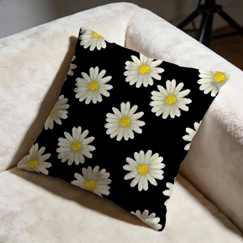 Daisy Flowers Cushion Cover Soft Decorative Pillow Case Suitable for Bedroom Sofa Car Travel Use