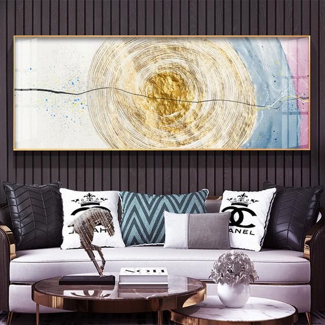 

Большой размер, абстрактная зеленая Золотая фольга, холст, картина, настенная живопись маслом, печатные роскошные постеры для декора гостиной, Cuadros 40cm×80cm NoFrame