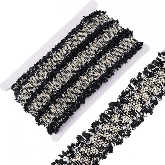 

9 ярдів Розкішна твідова мереживна стрічка, 1-1/8 дюйма завширшки Вінтажна вишита мереживна обробка Шиття Обробка краю Одяг Аксесуар для сукні Одяг Шиття чорний