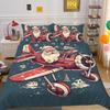 3D Microfiber Fabric Christmas Bedding Set Santa Claus Quilt Cover Pillowcase 2 or 3 EU220 * 240 Full-size Quick Drying Easy Cleaning Home Decoration