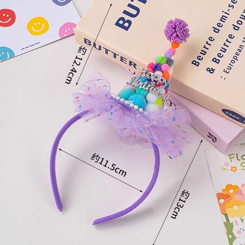 

Конфетный Пушистый Шар Ободок на День Рождения Украшение для Торта Детская Девочка Вечеринка Головной Убор Фото Шляпа Реквизит Candy Hairball Headband Purple