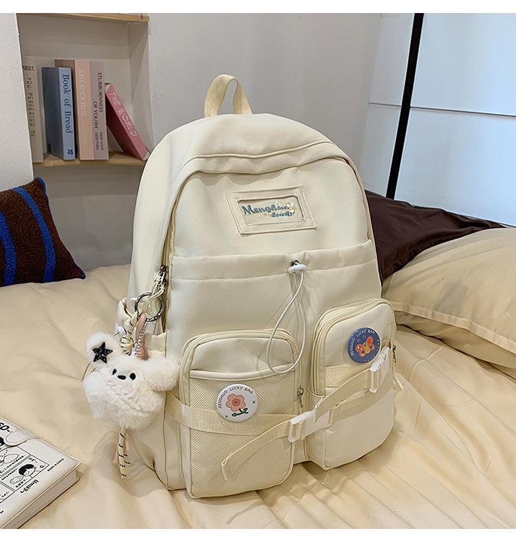 School Bag 2025 New School Bag Female Ins Wind Korean Color Contrast College Wind Early High School Students Multi-compartment Treasure Backpack