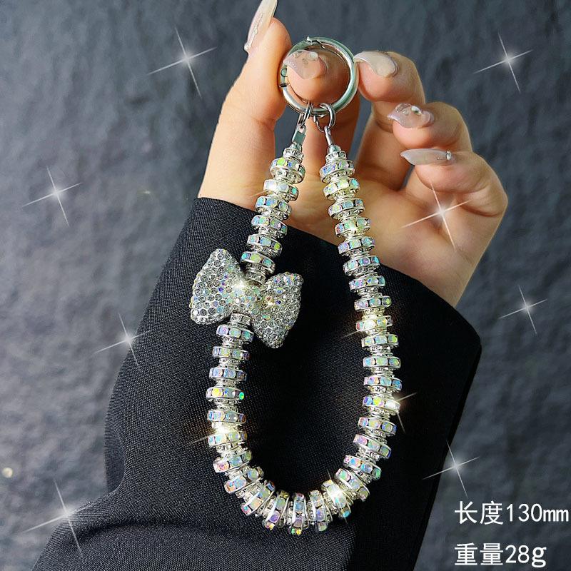Luxurious High-End Rhinestone Bowknot Phone Chain Clip Rhinestone Ring Handheld Phone Chain Wrist Short Lanyard Pendant