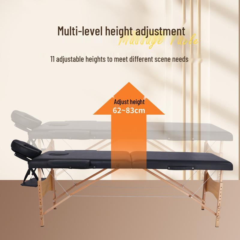 Adjustable Portable Solid Wood Beauty Bed for Massage & Physiotherapy