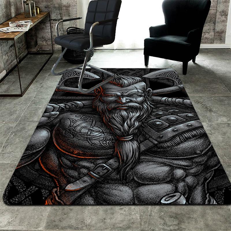 Imposing Viking Warrior Rug Floor Mat for Living Room or Bedroom Soft and Comfortable Carpet a Gift for Birthday and Holiday.NFF0928202