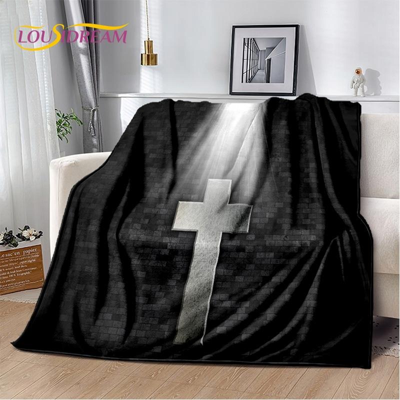 New 3D Pray Holy Bible Cross Jesus Soft Blankets,Keep Warm Throw Blanket Comfortable Blanket for Picnic Beds Sofa Home Bedroom