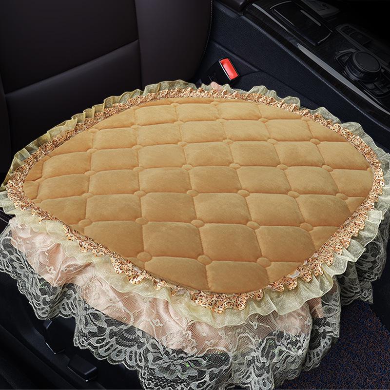 Uniwersalna antypoślizgowa pluszowa poduszka na fotel samochodowy z koronkowym wykończeniem na jesień i zimę