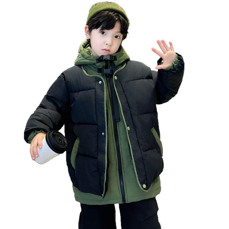 Boys' 2025 Fleece-Lined Winter Coat: Trendy, Thick & Warm for Middle & Big Kids