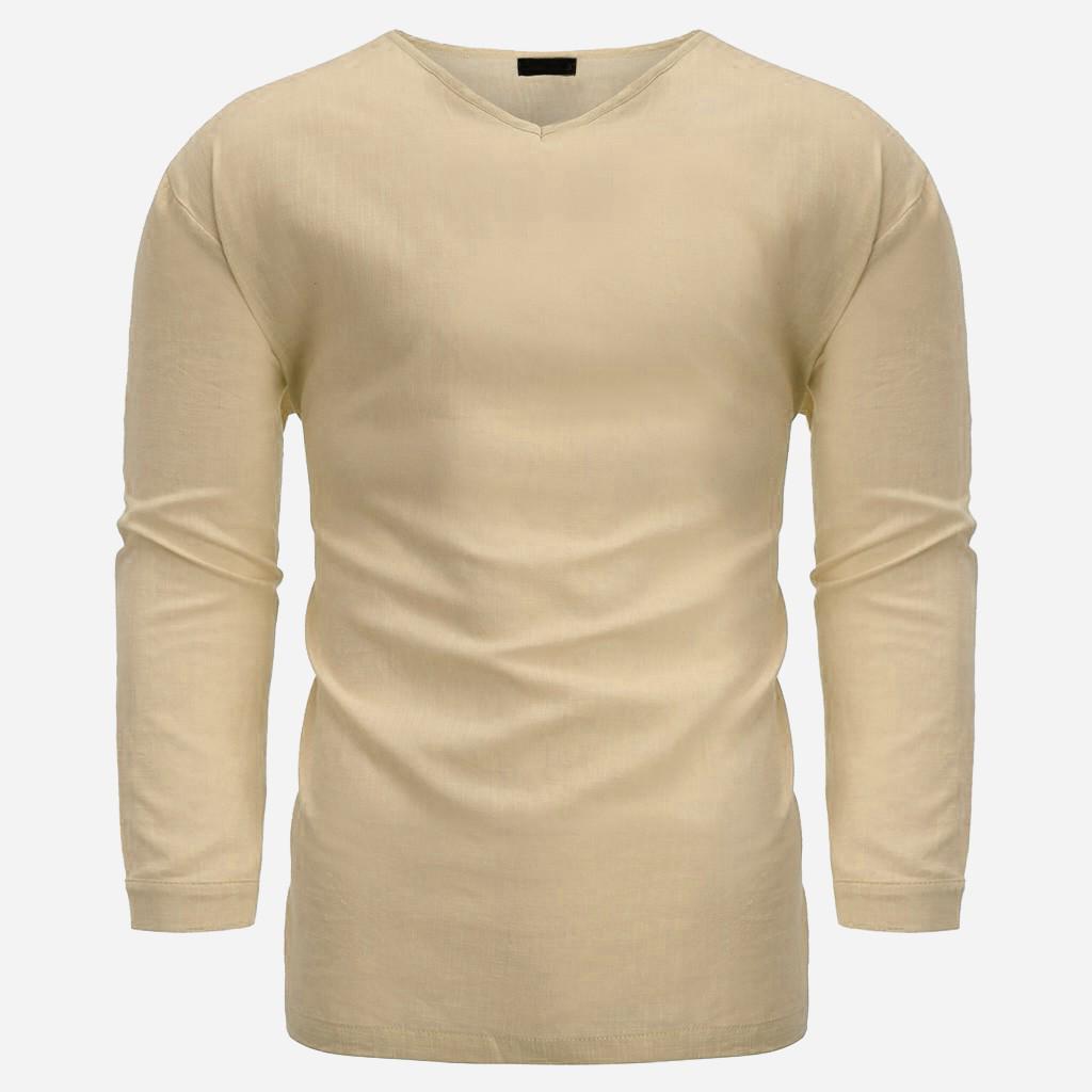 Herren Sommer Neues Oberteil aus Baumwolle und Hanf Bequemes modisches Blusenoberteil