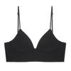 Summer Popular Glossy Solid Color French Triangle Cup Bra Women's Thin Shoulder Straps Deep V Low Neck Light and Seamless Bra Cover