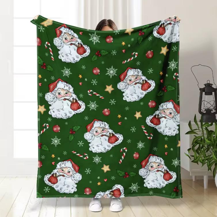 Striped Christmas Tree Digital-printed Polyester Bedroom Velvet Flannel Cover Blanket Fleece Soft Sofa Cover Blankets for Beds