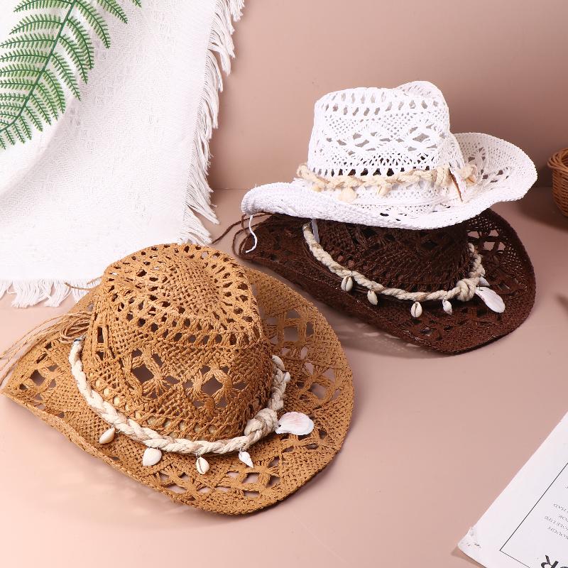Vintage Western Cowboy Sun Hat Men Women Straw Hat Outdoor Travel Ethnic Style Gift Uv Protection Cap Chapeau Beach Hat