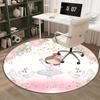 Ballet Girl Swan Princess Round Rug Kids Room Decor Pink Gold Floral Cartoon Baby Nursery Floor Mat Crystal Velvet Carpet