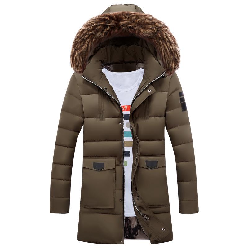 Men's Cotton-Padded Winter Jacket - Long Trendy Self-Cultivation Style with Youthful Design and Warmth