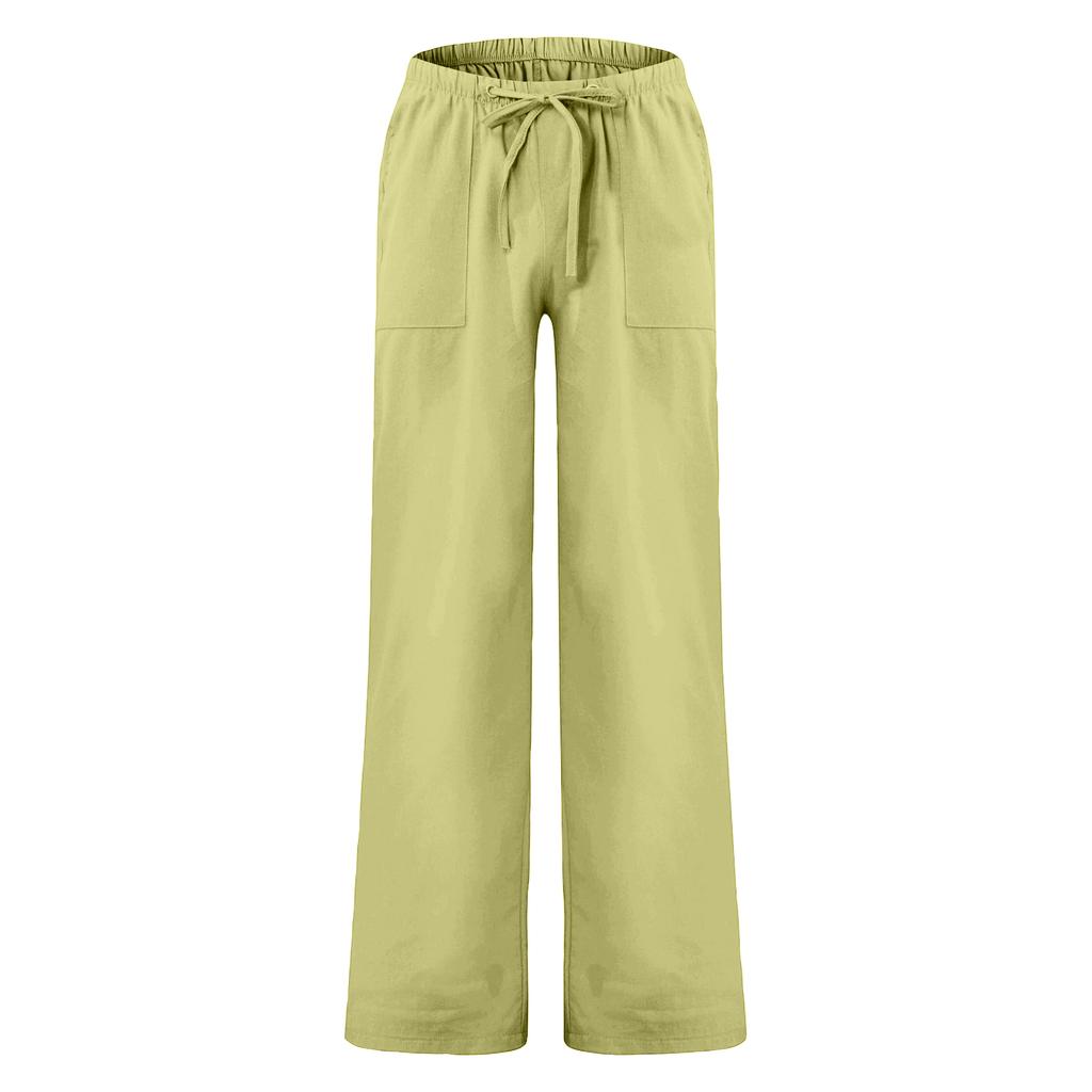 Men Loose Fit Linen Pants Casual Straight Leg Trousers with Elastic Waistband and Pockets for Everyday Wear