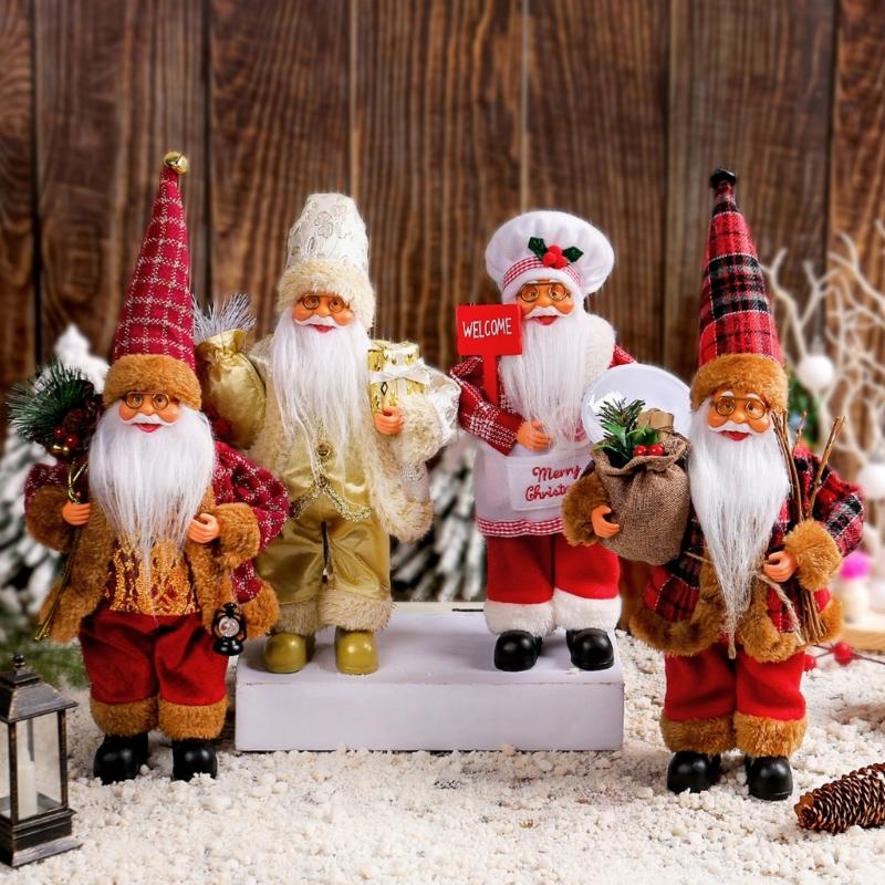 Multipurpose Holiday Ornament with Stylish Santa Doll Vibranting Fabric Christmas Collectible Figurines Daily Use