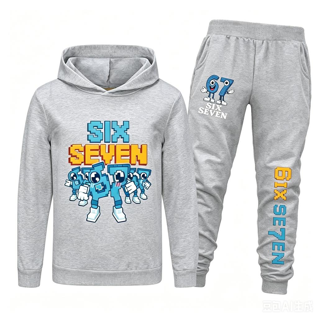 Spring Autumn Six Seven 67 Print Children Hoodies Set Kids Fashion Sportsuit Boys Long Sleeves Pants Suit 2 Piece Trouser Set