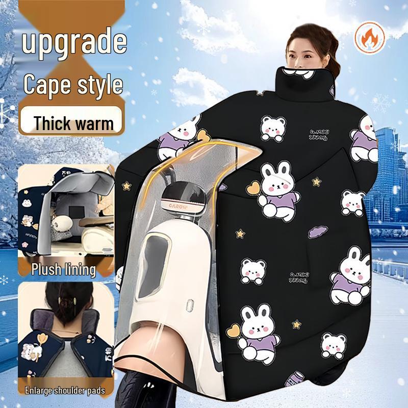 Winter Fleece-Lined Cape: Full Coverage Neck & Shoulder Protection, Warm, Coldproof, Windproof