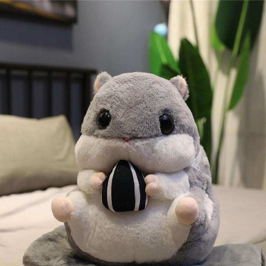 Peluche Criceto Carino 3 in 1 Multifunzione Criceto Scaldamani Con Coperta Giocattolo Cuscino Criceto Giocattoli per Bambini Regalo di Compleanno per Bambino