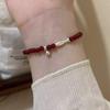New Chinese Style Light Luxury High-end Feeling Red Agate Brocade Carp Silver Bead Simple and Versatile Stacked Bead Bracelet