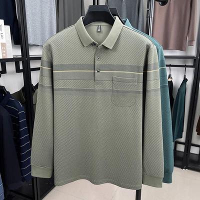 Firstview Men's Urban Casual Pocket Print Long-Sleeve Polo Shirt