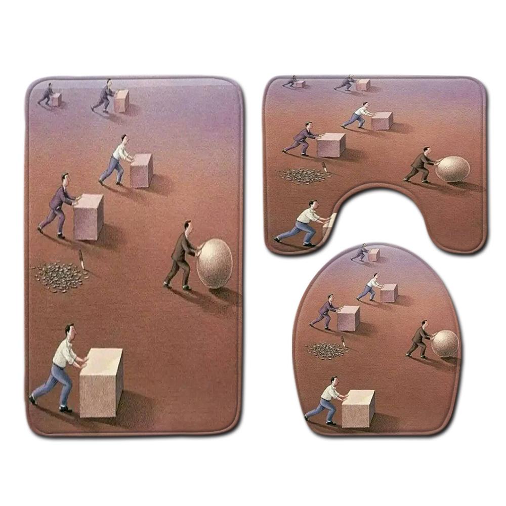 Philosophical Meaning Bathroom Floor Mat Three-Piece Bathroom Carpet Toilet Mat Set Door Mat Bathroom Non-Slip Mat