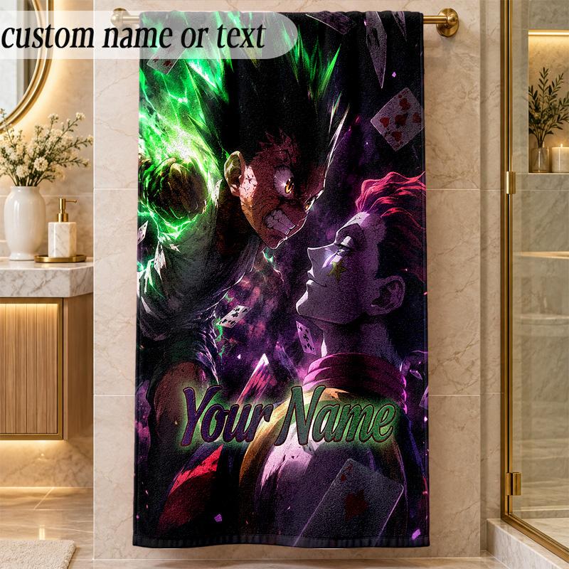 Beach TowelHunter × Hunter Custom Name Text Personalized Soft Towel for Beach Pool Indoor Home Decor Gift