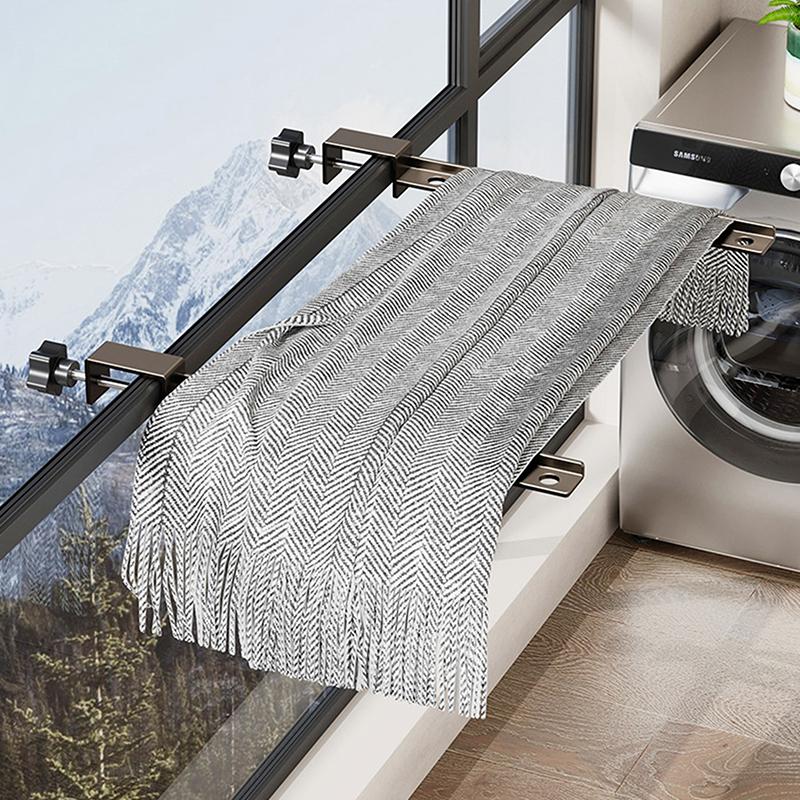 Foldable Rotatable Black Clothes Rack Clothes Hangers Wall Mounted Hanger Drying Rack Spacesaving Aluminum Clothes Organization