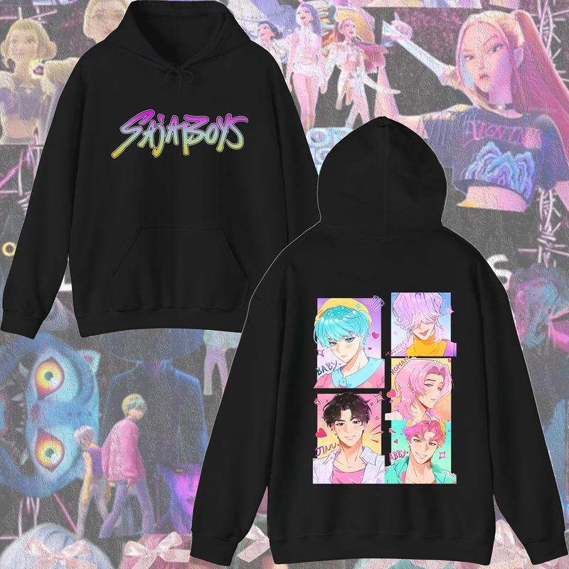 KPop Devil Hunter Sweatshirt Hooded Children's Spring and Autumn Outfit Rumi Mira Zoey Cartoon Anime Girl Long Sleeved Top