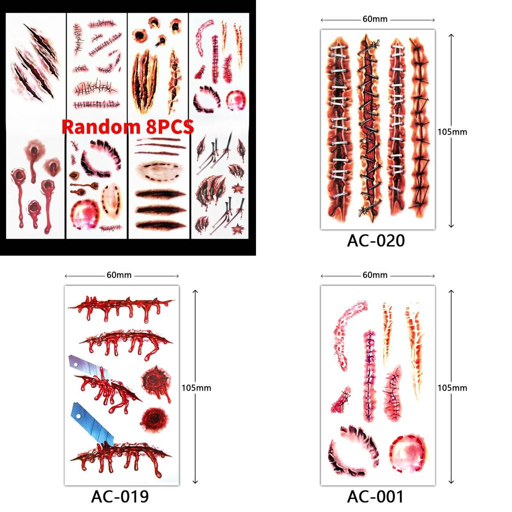 Halloween Temporary Tattoo Stickers Set With Water Transfer Craft For Costumes And Party Decor