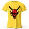 Scherp Randige Rode Duivel Print Puur Katoen T-shirt Zomer Heren Casual Zacht Grote Maat Sport Korte Mouwen Shirt