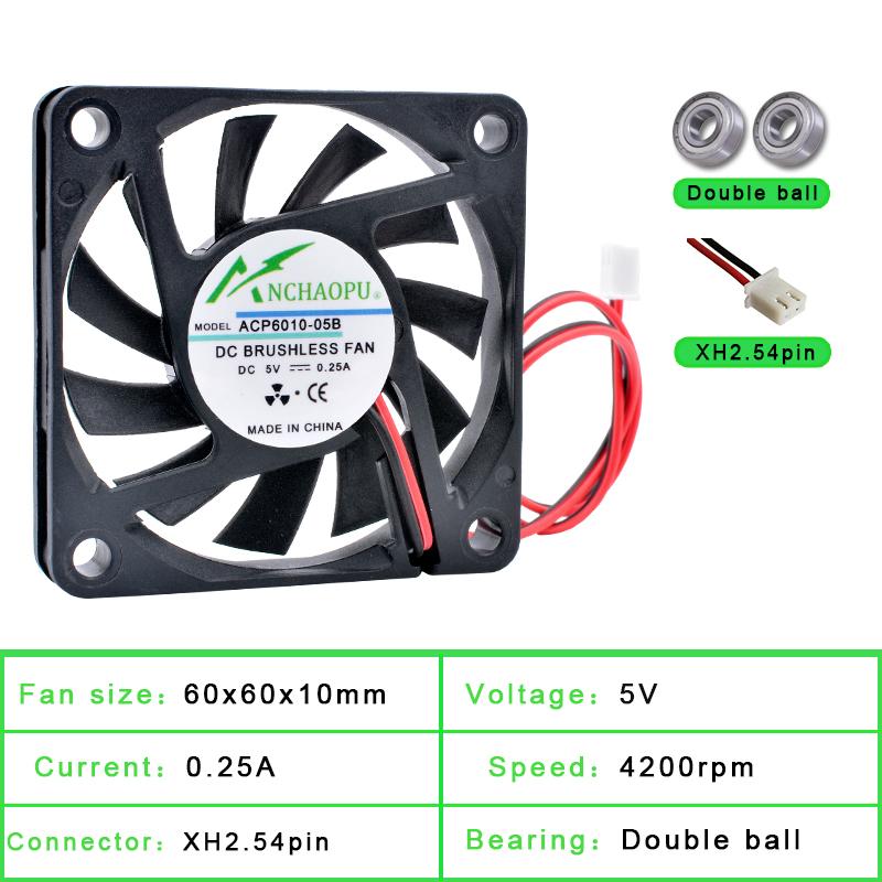 ACP6010 6cm 60mm Fan 60x60x10mm DC5V 12V 24V 2pin Ultra Thin Cooling Fan for Chassis CPU Power Router