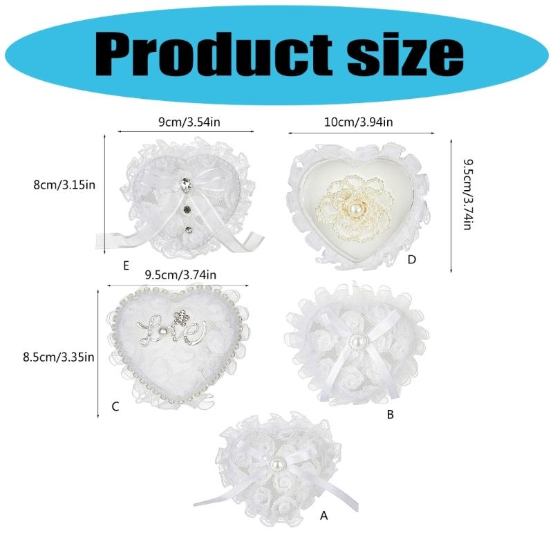 Wedding Rings Presentation Box With Lace and Heart Shape Design Rings Display Holder Case with Pillow for Formal Occasion