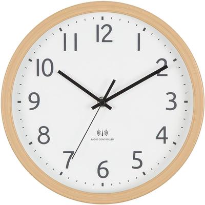 Nitori (NITORI) Radio-Controlled Silent Second Hand Wall/Table Clock SW 002FR, 26cm Diameter, Natural, 8172767