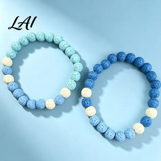 Handmade Elastic Stretch Jewelry Obsidian Stone Bracelet for Men Women Colorful Rock Beads Lightweight Comfortable Wrist Stackable Bracelet,