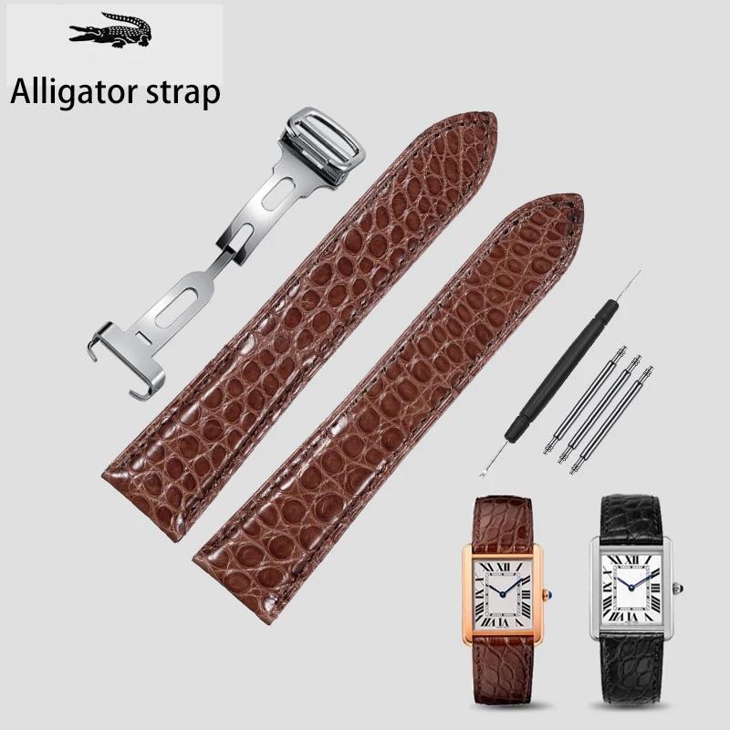 

Для годинника Cartier Tank London Solo Series Ремінець для годинника зі шкіри алігатора Крокодил Натуральна шкіра Браслет 16 17 18 23 25 мм 22mm